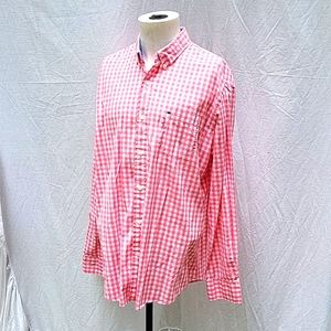 Men's Crown & Ivy button down, long sleeves, Apricot plaid, classic fit, sz L